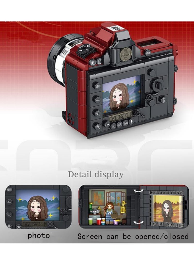 إسكدنيا مجموعة نماذج كتل البناء بالكاميرا - مجموعة إبداعية DIY لمحاكاة البناء والتجميع - ألعاب للأطفال وزينة منزلية (أحمر) - Image 3