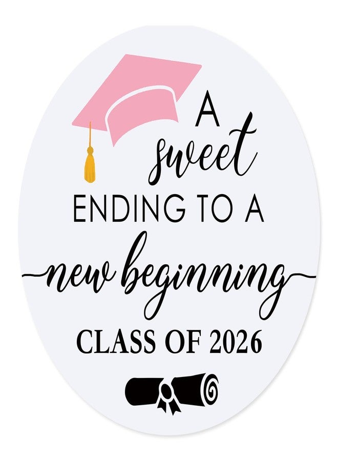 CYLDGNS 120 Pack Class of 2026 Graduation Stickers, A Sweet Ending to a New Beginning Round Thank You & Invitation Seals for Envelopes, Graduation Party Favor Decorations, Pink, 1.6 Inch - Image 1