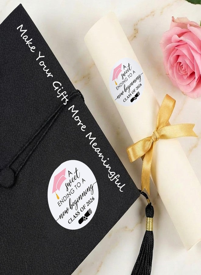 CYLDGNS 120 Pack Class of 2026 Graduation Stickers, A Sweet Ending to a New Beginning Round Thank You & Invitation Seals for Envelopes, Graduation Party Favor Decorations, Pink, 1.6 Inch - Image 4