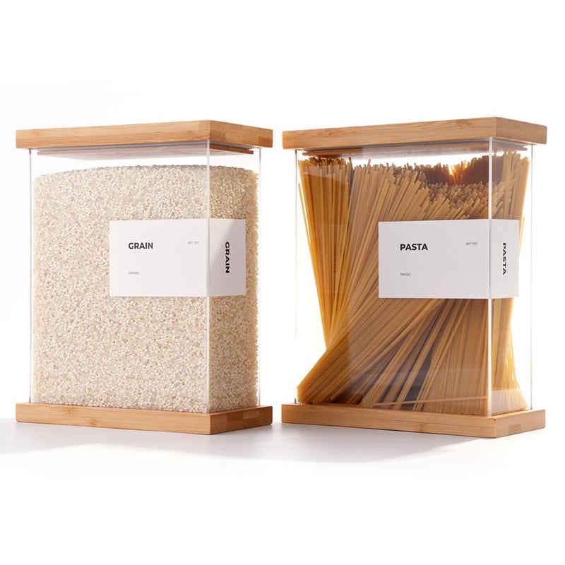 APT 1101 Bamboo Food Dispenser  Kitchen Organizers and Storage  Airtight Pantry Organizers and Storage Container  Cereal Rice Flour Snack Storage 2 Large