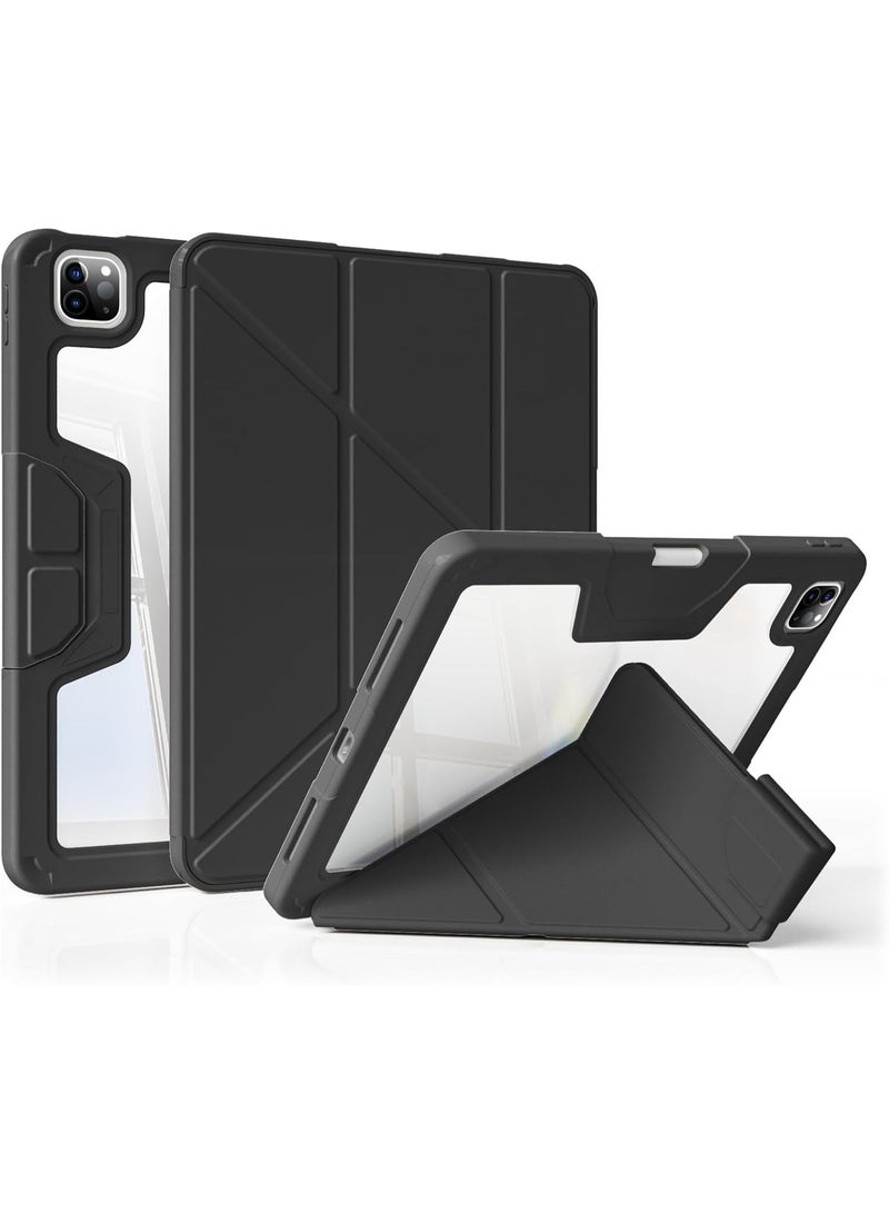 ELTRAZONE iPad Air 11" (M3 2025/M2 2024) & iPad Pro 11" Case | Clear Back Smart Cover with Pencil Holder | Multiple Viewing Angles, Magnetic Stand, Auto Sleep/Wake – Black - Image 1