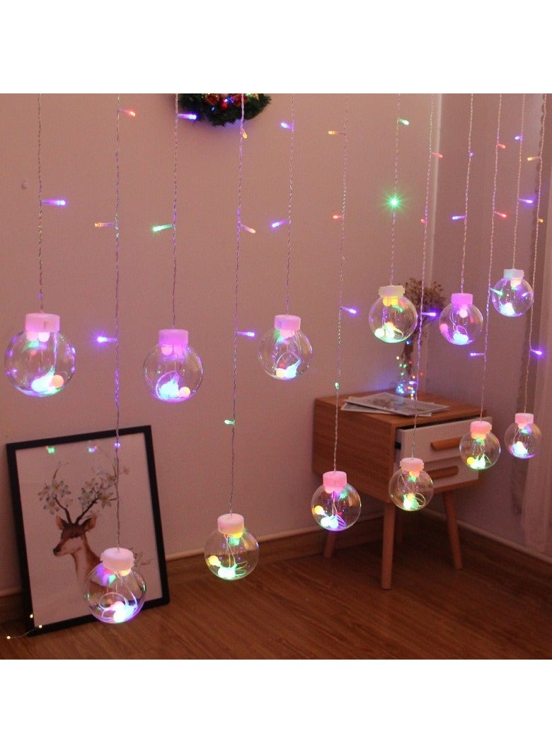 Indoor Outdoor Decoration Wishing Ball String Light Ramadan Eid  Home Decoration Led Ball Shape Flashing Curtain Lights Waterproof Multicolor - Image 1