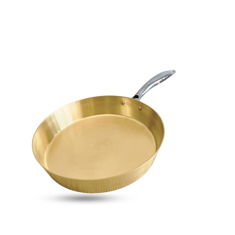 NUTRION Pure Bronze Frying Pan Traditional Indian Cooking PanTawa for Cooking with HealthBoosting Properties 24 cm Medium Pan - Image 1