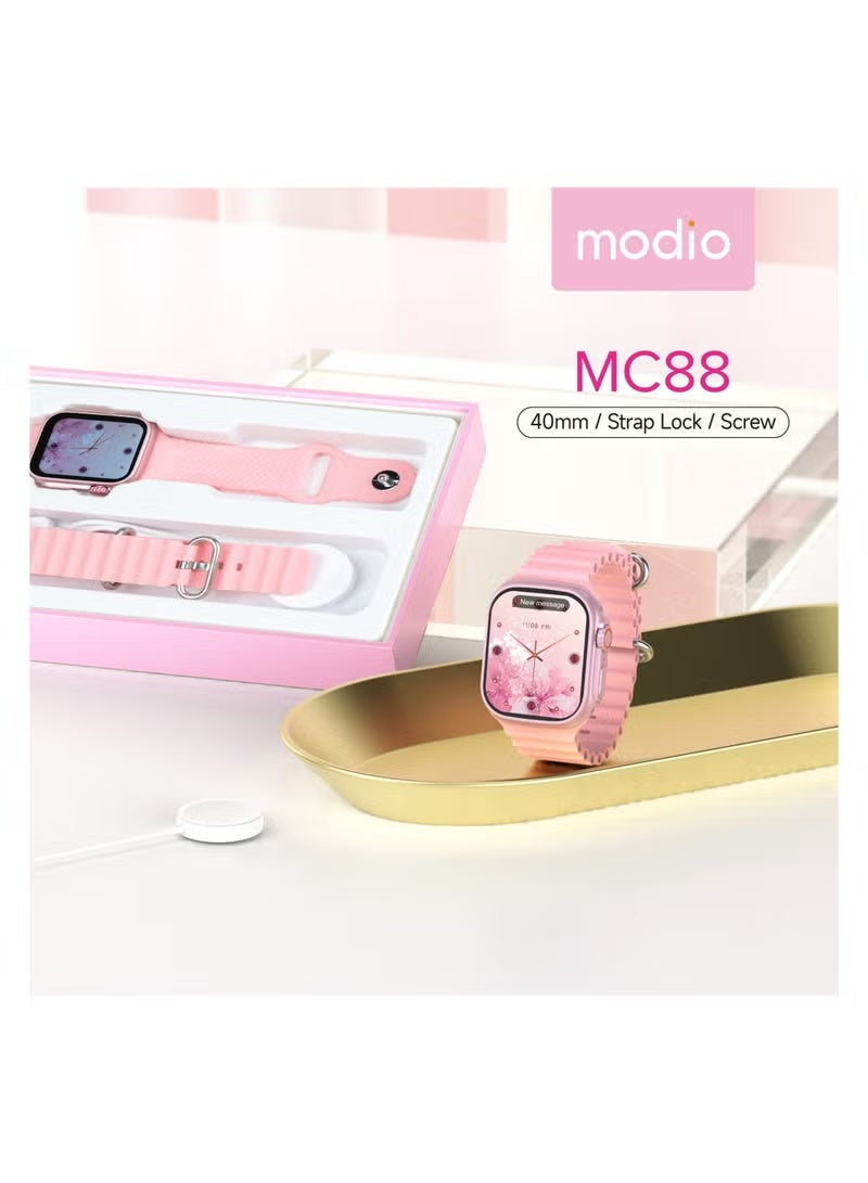 Modio MC88 Smart Watch for Women – 36mm Display, 3 Strap Set, Fitness Tracking, Heart Rate Monitor, Stylish Pink Smartwatch - Image 4