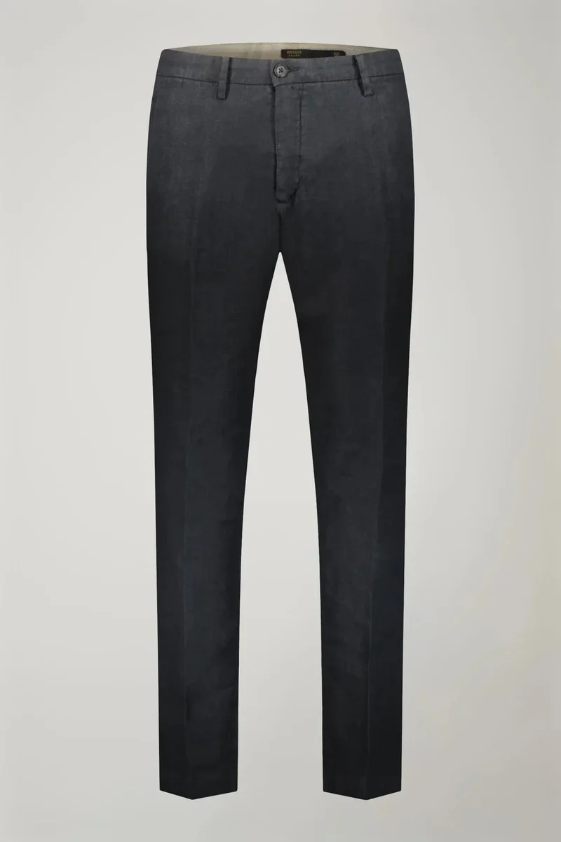 Doppelganger Blue Regular fit Chino trousers 100% linen - DK Blue for Men | Best Price UAE