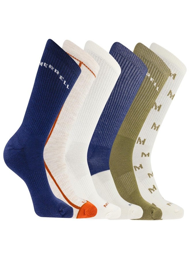 ميريل جوارب ميريل للجنسين، رجالية ونسائية، مبطنة، مصنوعة من مواد معاد تدويرها - عبوة من 6 أزواج، مزودة بشريط داعم لقوس القدم، ماصة للرطوبة، مناسبة للمشي لمسافات طويلة، لون كحلي متنوع، مقاس صغير-متوسط أمريكي - Image 1