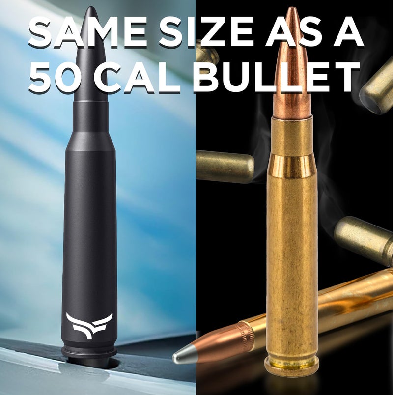 EcoAuto 50 Cal Bullet Antenna for Ford F150 F250 F350 & Dodge Ram & Ford Raptor Bronco - Instantly Upgrade Your Truck Look with F150 Antenna - Anti-Theft Antenna Topper - Matte Black Bullet Antenna - Image 5