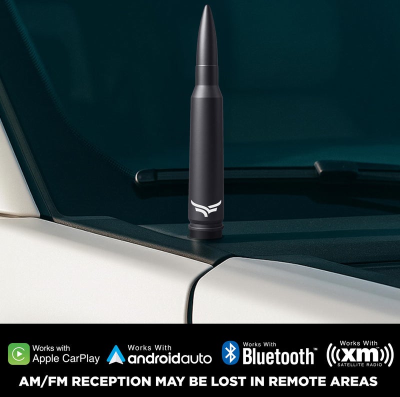 EcoAuto 50 Cal Bullet Antenna for Ford F150 F250 F350 & Dodge Ram & Ford Raptor Bronco - Instantly Upgrade Your Truck Look with F150 Antenna - Anti-Theft Antenna Topper - Matte Black Bullet Antenna - Image 3
