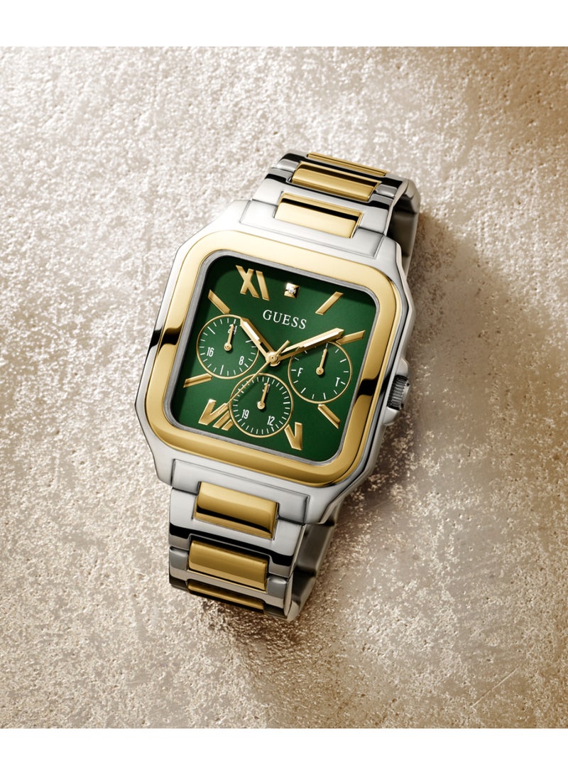 GUESS ساعة GUESS للرجال بمينا خضراء ثنائية اللون ومتعددة الوظائف - GW0631G1 - Image 3