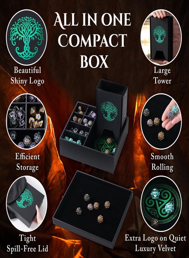 Soar Forge DND Dice Tray and Dice Tower with Storage - All-in-One Game Roamer - Stunning Dice Tray & Large Tower for Random Rolls - Stores D&D Dice, Miniatures Etc (Green) - Image 2