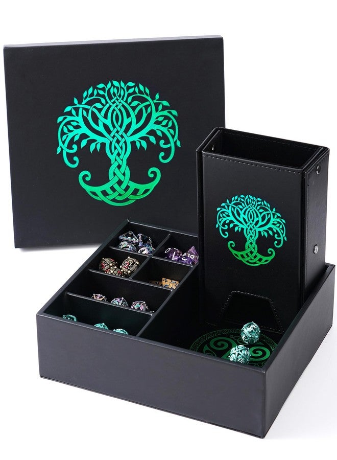 Soar Forge DND Dice Tray and Dice Tower with Storage - All-in-One Game Roamer - Stunning Dice Tray & Large Tower for Random Rolls - Stores D&D Dice, Miniatures Etc (Green) - Image 1