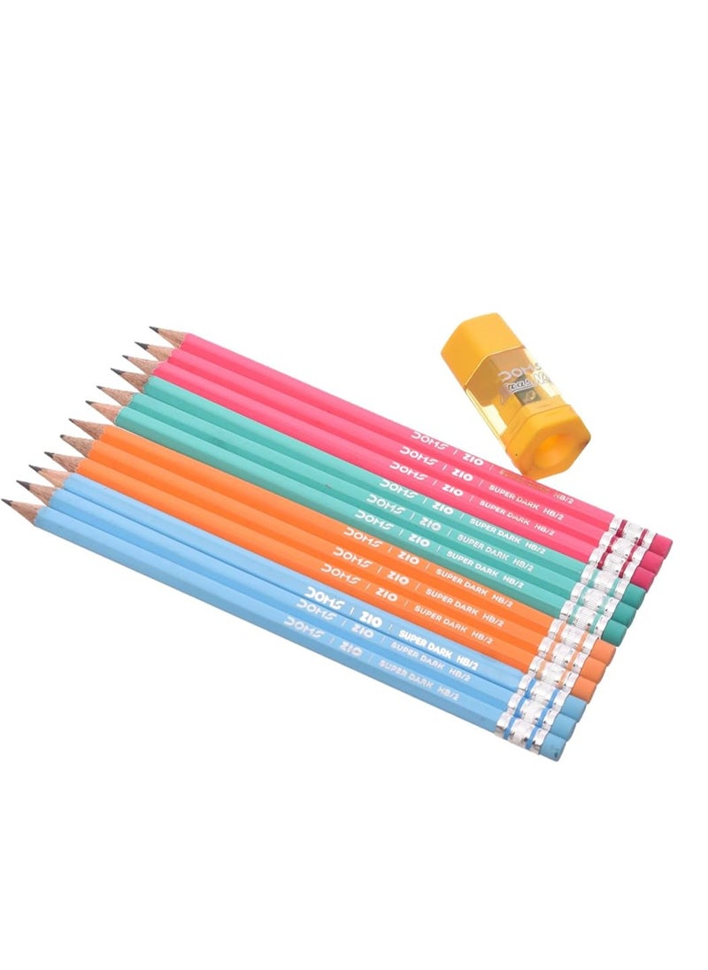 DOMS 12-Piece Zio Super Dark Graphite Pencils With Sharpener  - Image 3