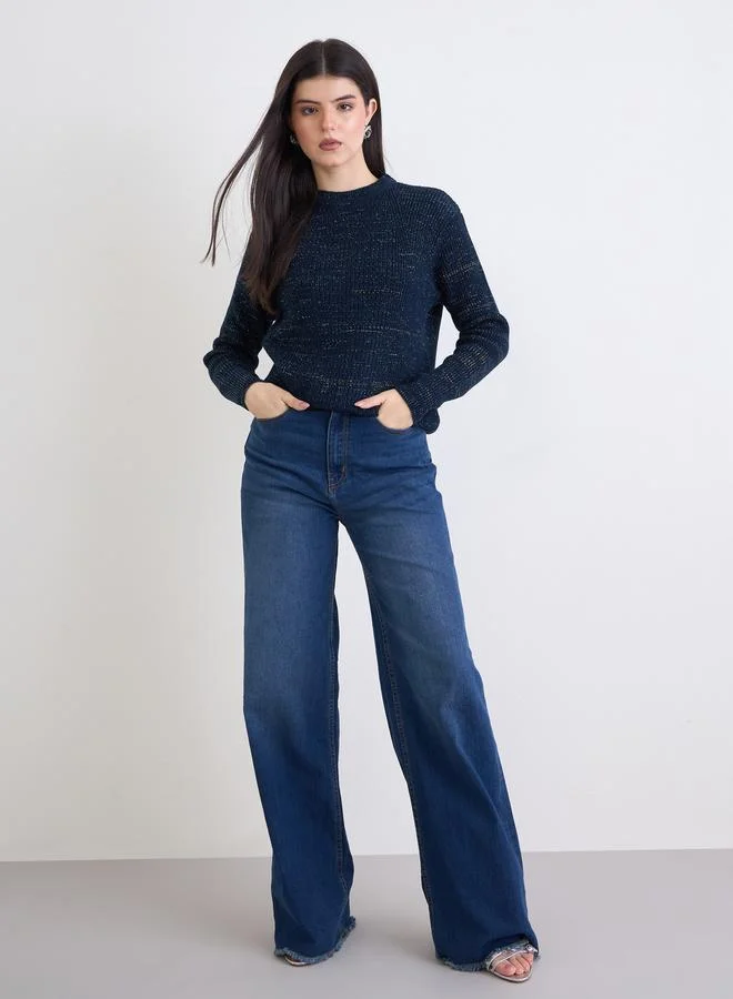 Styli Styli Navy Blue Regular Fit Sweater