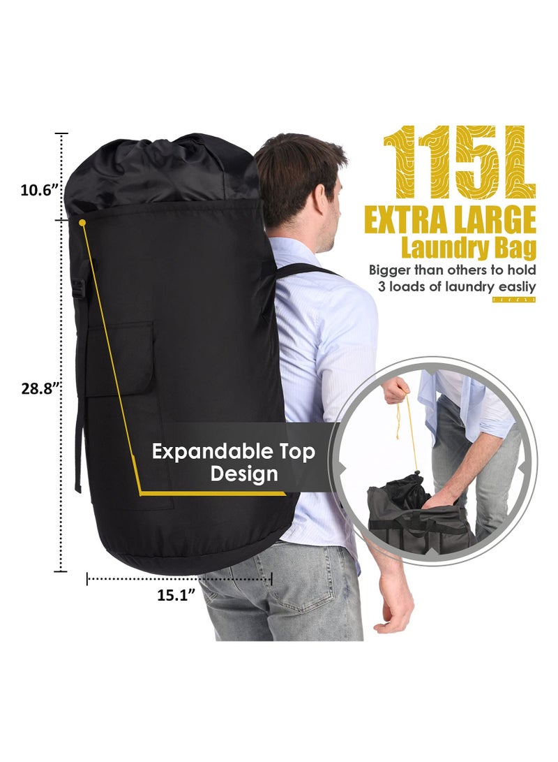 KASTWAVE Laundry Bag Backpack, 115L Extra Large Laundry Bag with Shoulder Straps, Adjustable & Foldable Design, Portable Laundry Backpack for Laundromat, College, Travel, Camping - Image 2