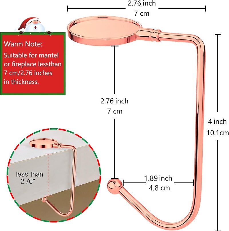 Komotu Christmas Stocking Holders for Mantle Upgrade Non-Slip Safety Mantel Hooks Hanger Grip Fireplace Hang Hook for Christmas Halloween Party Decoration(Rose Gold,4) - Image 3