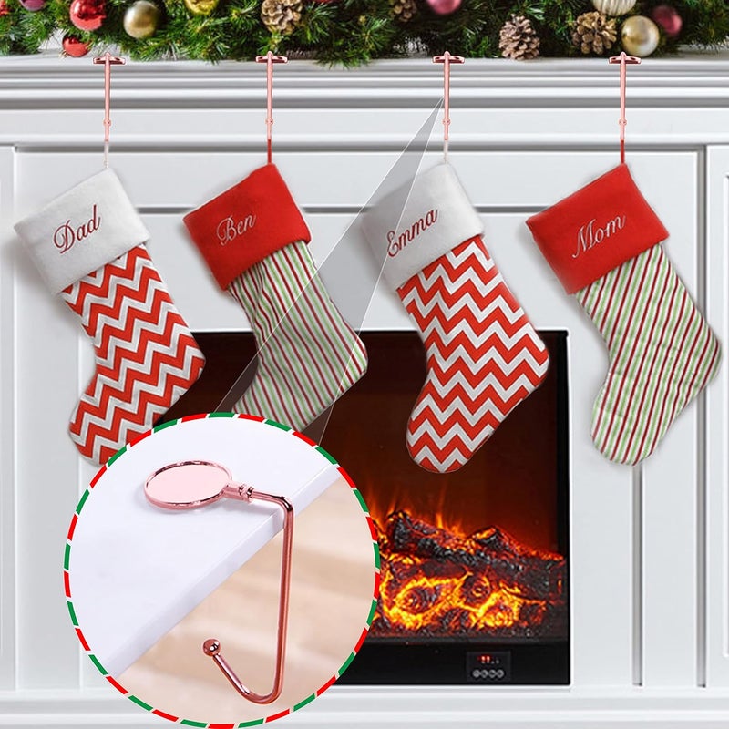 Komotu Christmas Stocking Holders for Mantle Upgrade Non-Slip Safety Mantel Hooks Hanger Grip Fireplace Hang Hook for Christmas Halloween Party Decoration(Rose Gold,4) - Image 2