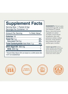Coromega Vegan DHA, Plant-Based Omega-3 Algal Oil, Heart, Eye, Immune & Brain Health, Orange Flavor, 14 Ct  - Image 3