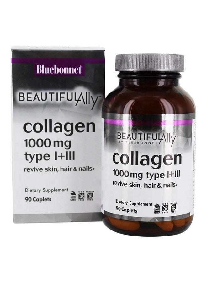 Bluebonnet Nutrition Beautiful Ally®, Collagen Type I + III, 1,000 mg, 90 Caplets - Image 1