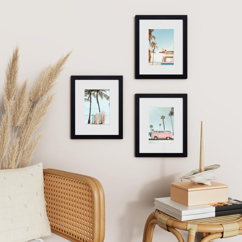 Vittanly 8x10 Picture Frame, Engineered Wood with Shatter Resistant Plexiglass, Display Pictures 5x7 with Mat or 8x10 without Mat, Photo Frame for Wall or Table Top Display, Black, 1 Pack - Image 3