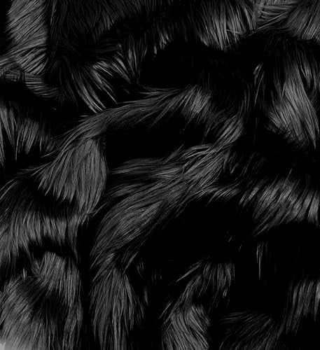 EOVEA Shaggy Faux Fur Fabric by The Yard – 60” Wide | Fluffy, Soft Fake Fur Material for Sewing, Crafts, Costumes, Upholstery & Home Decor | Long Pile Plush Fabric(Black,Half Yard) - Image 1