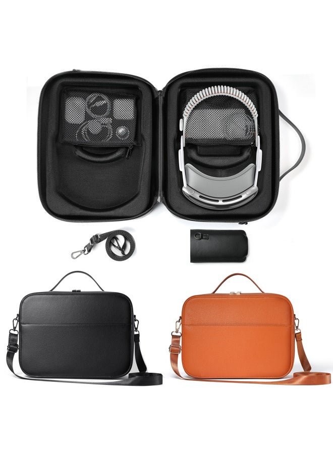 Generic - Suitable For Apple Vision Pro Storage Bag Apple Vision Pro Protective Case Portable Leather Storage Bag-Specifications:Black - Image 1