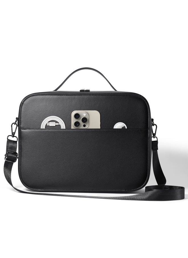 Generic - Suitable For Apple Vision Pro Storage Bag Apple Vision Pro Protective Case Portable Leather Storage Bag-Specifications:Black - Image 1