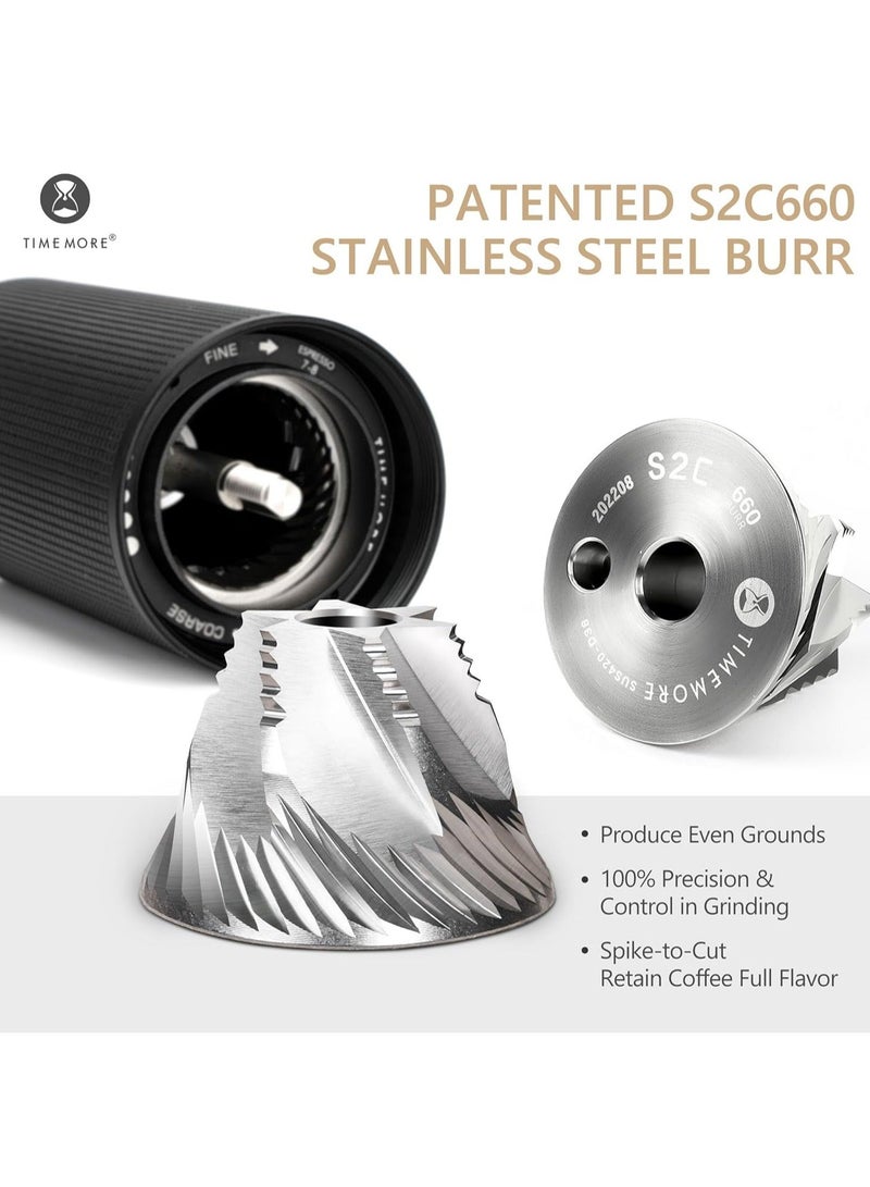 TIMEMORE Chestnut C3 ESP Hand Coffee Grinder, Manual Coffee Hand Grinder Capacity 25g with CNC Stainless Steel Conical Burr, Internal Adjustable Setting, Double Bearing Positioning for Travel, Camping (Black) - Image 3