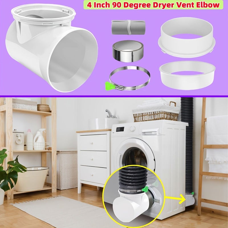 Upgraded 90 Degree Dryer Vent Elbow For 4 Inch Hose Connector Kit