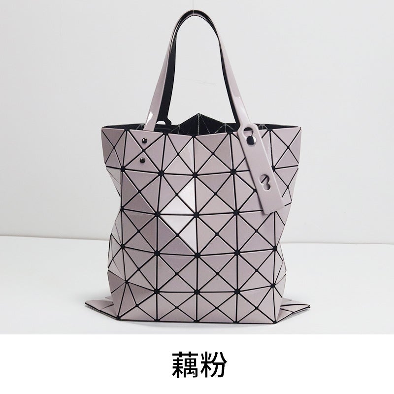 Summer Diamond Grid Tote Bag for Women Lotus root starch color (no logo) 
