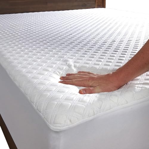 SafeRest Sleepure Waterproof Mattress Protector Queen Size - Viscose Derived from Bamboo - Fitted with Stretchable Pockets - Machine Washable Cotton Queen Mattress Cover for Bed - Image 1