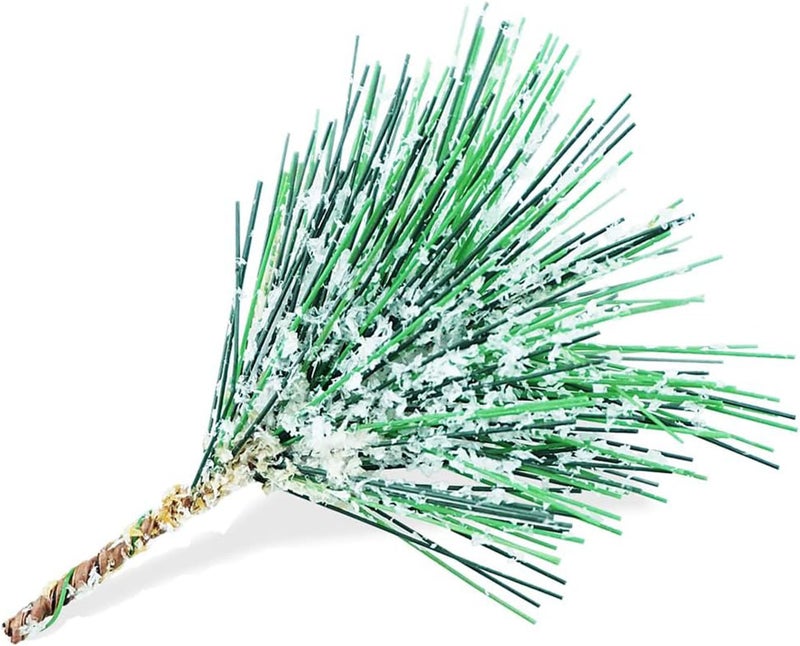CURATED CART Snowy Artificial Pine Needles Branches - 10pcs Mini Green Twigs Picks with Frosted Tips, Realistic Pine Stems for DIY Christmas Tree Wreath Garland Crafts Holiday - Image 4