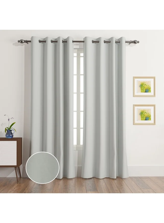 هوم بوكس طقم ستائر Sera Fiji بلاك أوت طويل جداً قطعتين 135 × 300 سم