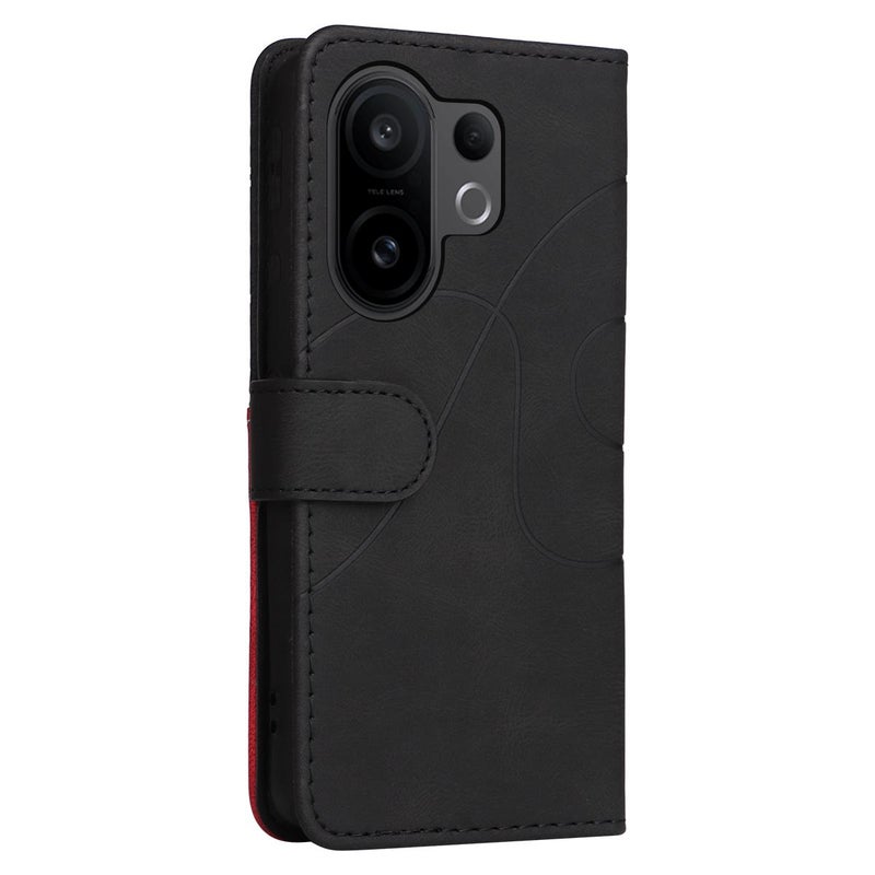 erorex For vivo X200 FE Dual-color Splicing Flip Leather Phone Case(Black) - Image 3