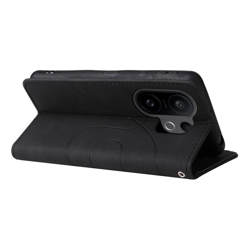 erorex For vivo X200 FE Dual-color Splicing Flip Leather Phone Case(Black) - Image 5