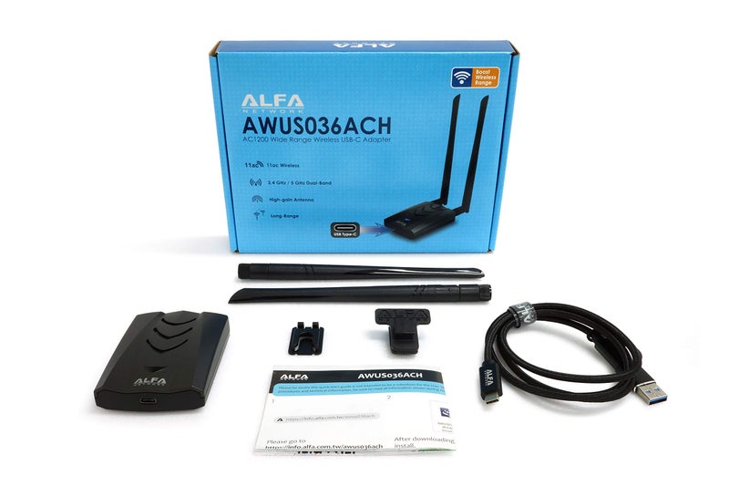 ALFA Network 【New Version Type-C WiFi USB】 ALFA AWUS036ACH Long-Range Dual-Band AC1200 Wireless Wi-Fi Adapter w/2x 5dBi External Antennas – 2.4GHz 300Mbps/5GHz 867Mbps – 802.11ac & A, B, G, N - Image 2