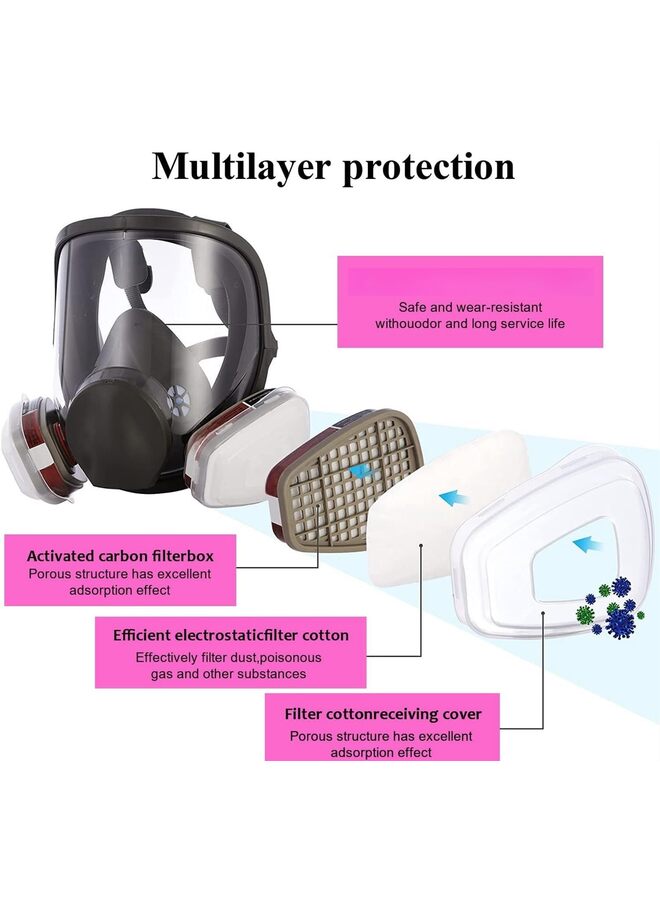 Full Face Respirator Mask, 6800 Reusable Respirator Paint Cover Mask, Ideal for Paint Spray, Welding - Image 3