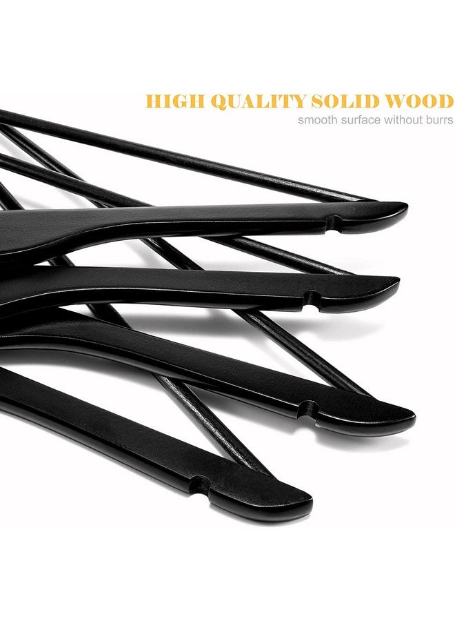 WHISKET Solid Wood Hangers,Premium Wood Hangers with 360-Degree Rotatable Hook and Notches, Natural, Heavy Duty Wood Hangers for Coats, Suits, Jackets, Closet (Black) [Pack of 60] - Image 2