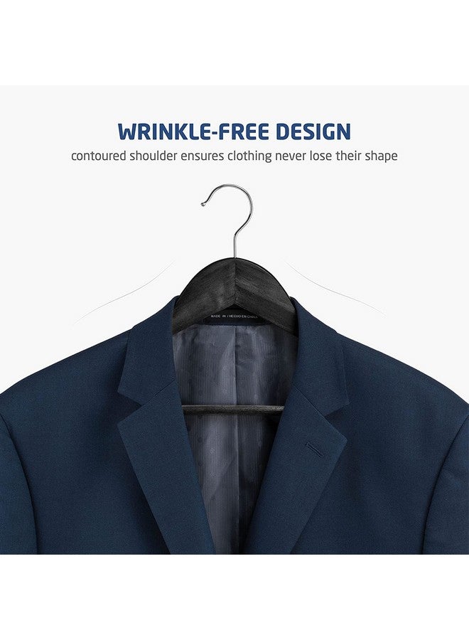 WHISKET Solid Wood Hangers,Premium Wood Hangers with 360-Degree Rotatable Hook and Notches, Natural, Heavy Duty Wood Hangers for Coats, Suits, Jackets, Closet (Black) [Pack of 60] - Image 5