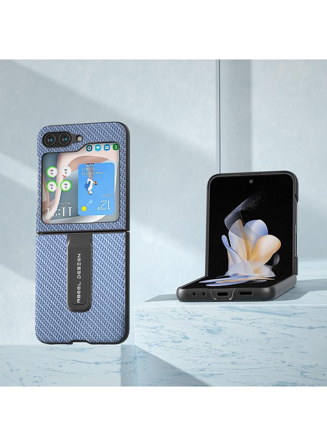 اس-توب جراب هاتف Samsung Galaxy Z Flip5 من ABEEL مصنوع من ألياف الكربون وغطاء حماية مع حامل - Image 2