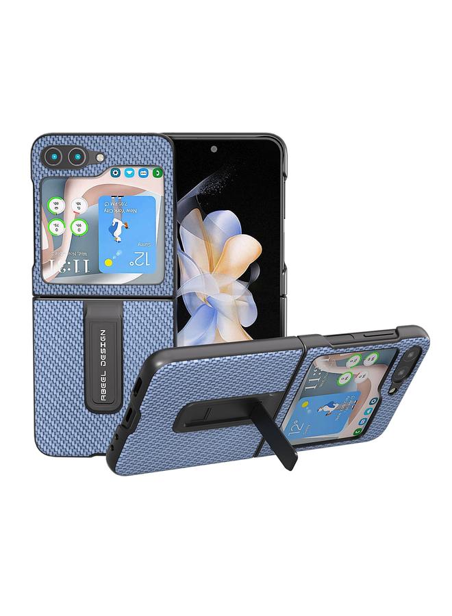 اس-توب جراب هاتف Samsung Galaxy Z Flip5 من ABEEL مصنوع من ألياف الكربون وغطاء حماية مع حامل - Image 1