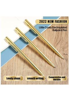 KASTWAVE 26 Pcs Slim Metallic Retractable Ballpoint Pens, Ballpoint Pen, 1 mm Medium Point Black Ink Pen, Metal Pens Set for Business, Office Supplies, Wedding, Students and Teachers (Gold)  - Image 2