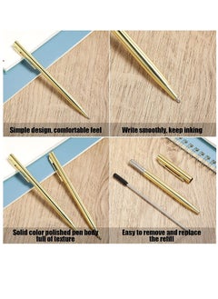 KASTWAVE 26 Pcs Slim Metallic Retractable Ballpoint Pens, Ballpoint Pen, 1 mm Medium Point Black Ink Pen, Metal Pens Set for Business, Office Supplies, Wedding, Students and Teachers (Gold)  - Image 3