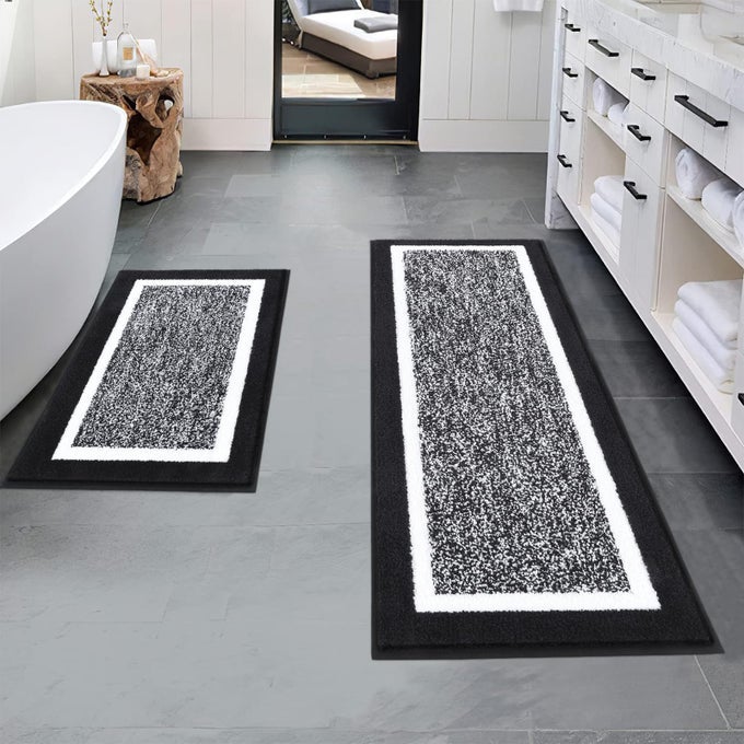 BATHROOM SETS 2 PIECE NON SLIP BATH MATS ABSORBENT SHOWER RUGS FOR TUB AND SHOWER FLOOR