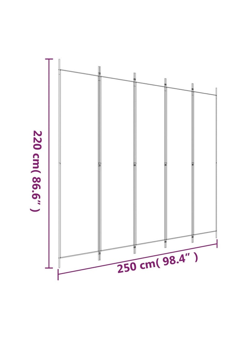 فيداكسل فاصل غرفة مكون من 5 ألواح، أبيض، 250×220 سم، قماش  - Image 5