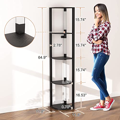 VTRIN Corner Shelf with Light, Modern Home Decor Stand Floor Lamps with Storage Shelves for Collectibles, Sturdy 5-Tier Corner Bookshelf Cabinet Display Shelf for Living Room Bedroom Small Space - Image 3