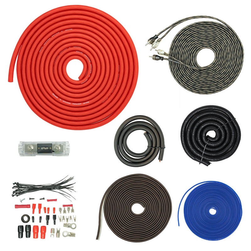 SoundBox T4AW-R, 4 Gauge Amp Kit Complete Amplifier Install Wiring Cable - 4500W - Image 1