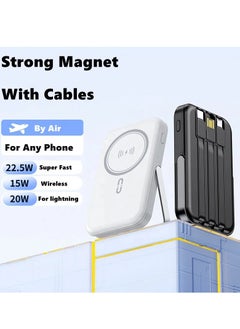 xinzhen PB186 10000mAh Magnetic Power Bank - Ultra Slim, 22.5W Fast Charging, Digital LED Display, Waterproof, Wireless Charging, Portable Power Station White  - Image 3