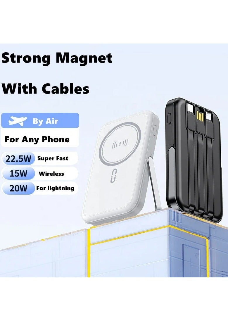 xinzhen PB186 10000mAh Magnetic Power Bank - Ultra Slim, 22.5W Fast Charging, Digital LED Display, Waterproof, Wireless Charging, Portable Power Station White  - Image 3