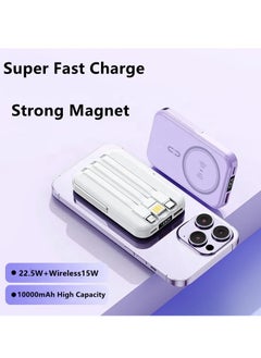 xinzhen PB186 10000mAh Magnetic Power Bank - Ultra Slim, 22.5W Fast Charging, Digital LED Display, Waterproof, Wireless Charging, Portable Power Station White  - Image 4