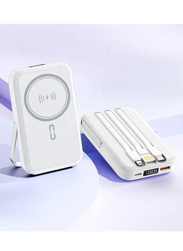 xinzhen PB186 10000mAh Magnetic Power Bank - Ultra Slim, 22.5W Fast Charging, Digital LED Display, Waterproof, Wireless Charging, Portable Power Station White  - Image 2